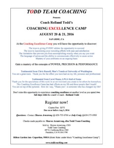 Coaching Excellence Camp 2016 Flyer